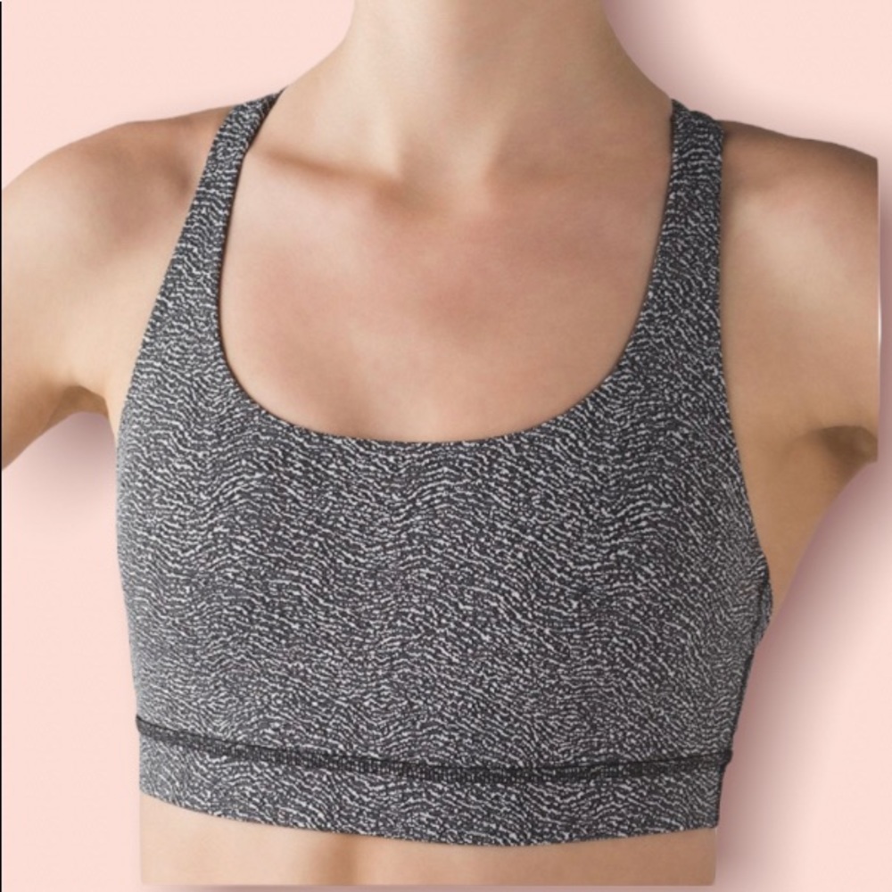 Lululemon Energy Bra Power Luxtreme Ripple Jacquard Black White